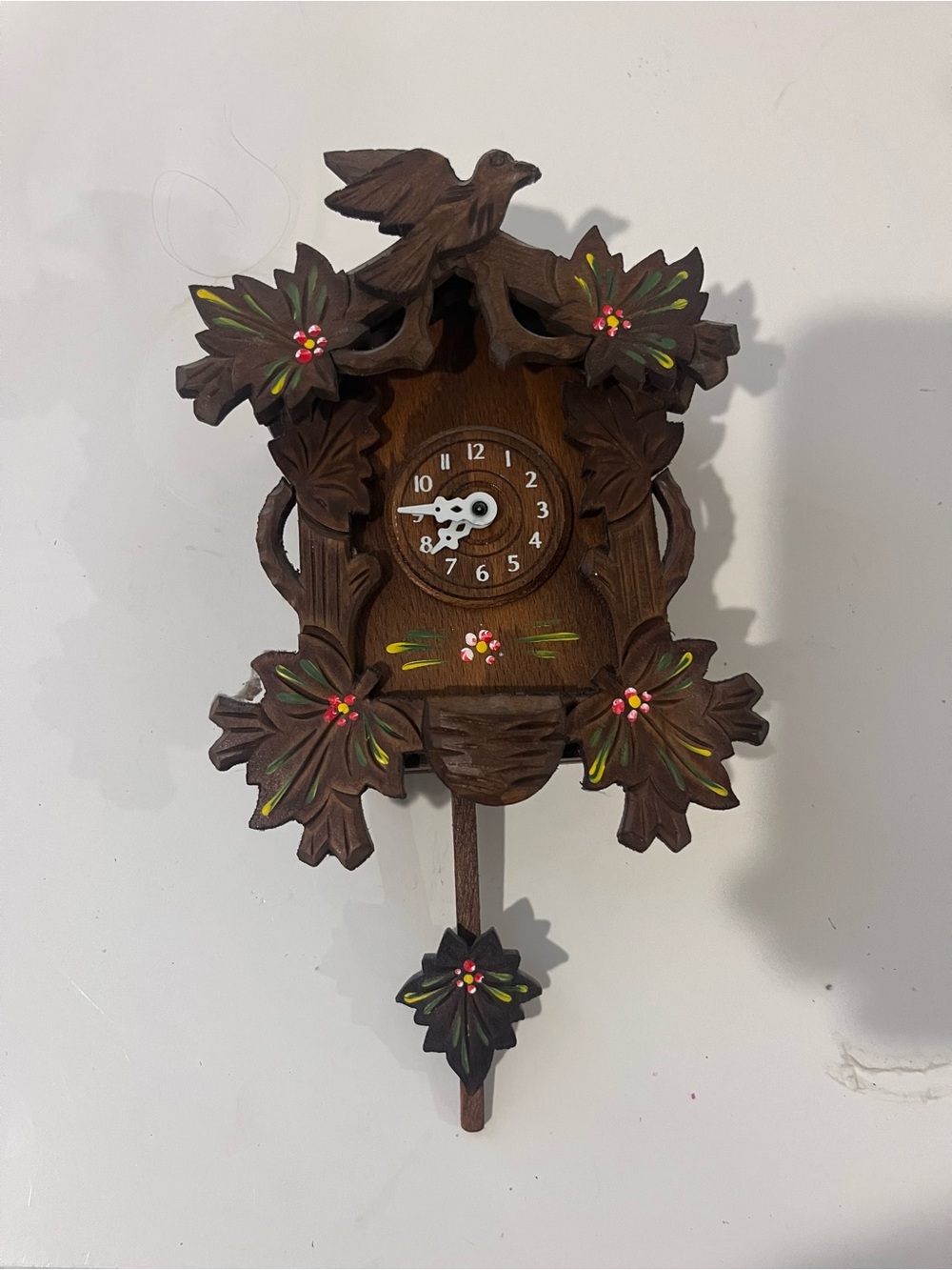 Vintage Swiss Small Cuckoo Clock Wooden Y2K